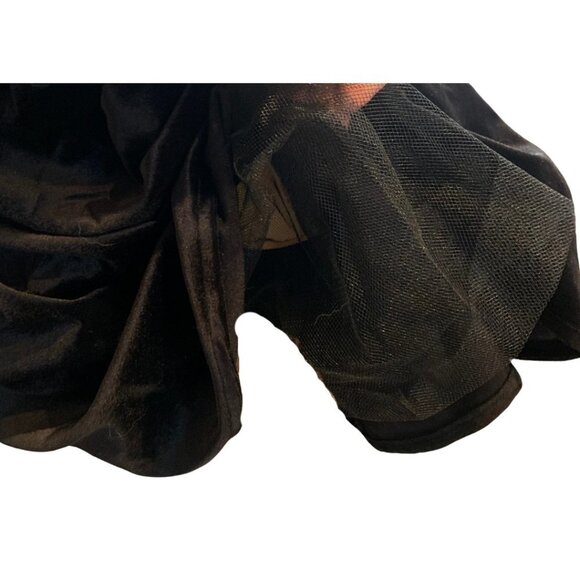 Eber Black Velvet Ivory Lace Collar Short Sleeve Mini Dress Women Size 7 Vintage - Picture 4 of 10